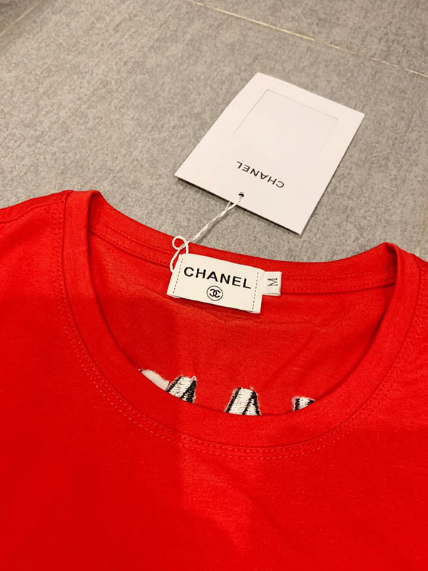 シャネルtシャツ 刺繍 半袖 ペア chanelトップス 短袖 メンズ 綿 白 黒 安い 人気 お洒落 ブランド