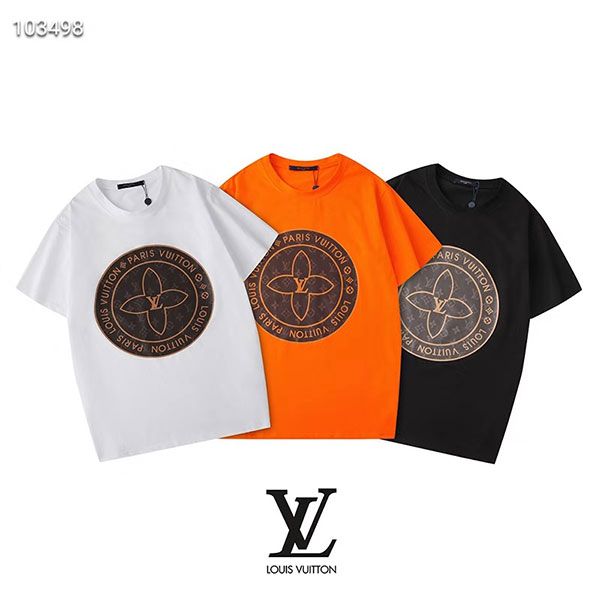 Lv ｔシャツ ブランド 半袖ｔシャツ 丸襟 ルイヴィトン 夏ｔシャツ サマー ウェア 激安