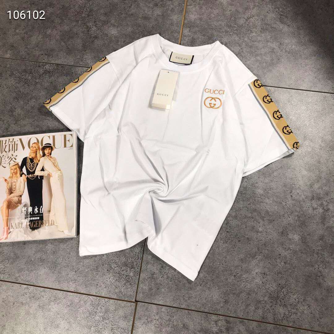 グッチ tシャツ レディス メンズ オシャレ ブランド Gucci 刺繍ログ カットソー 反射ストリップ 男女兼用