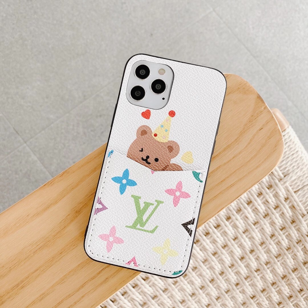LV アイフォン12Pro/12miniケース クマ柄 可愛い Dior iPhone 12Pro Max/12カバー カード収納 レディス