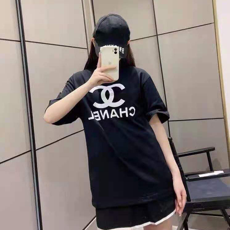 シャネル Tシャツ 男女兼用 オシャレ プリントロゴ CHANEL クルーネック 半袖 ティーシャツ コピー