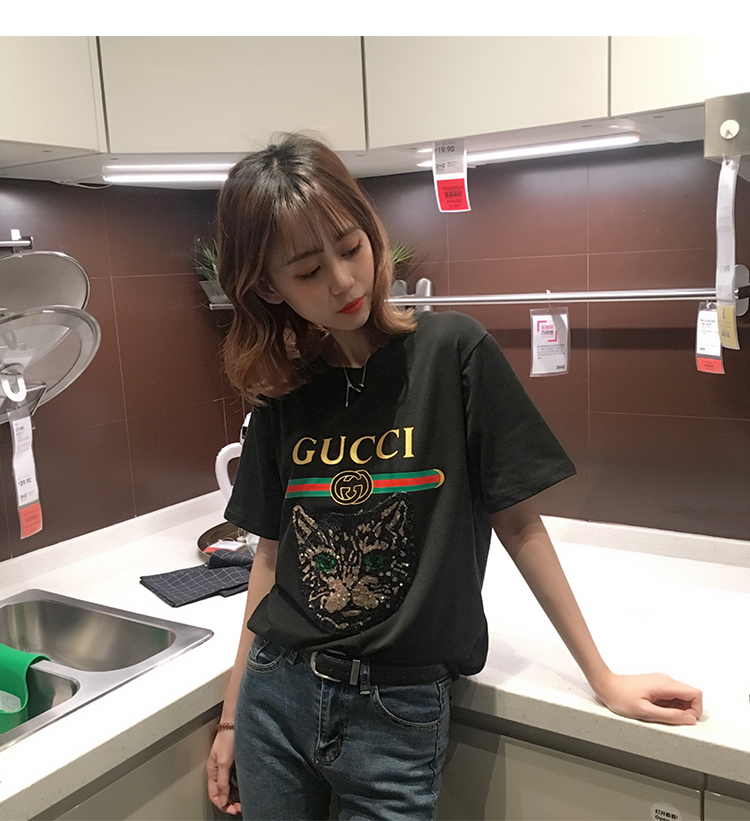 gucci 猫 tシャツ レディース ブランド グッチ半袖Tシャツ 安い 