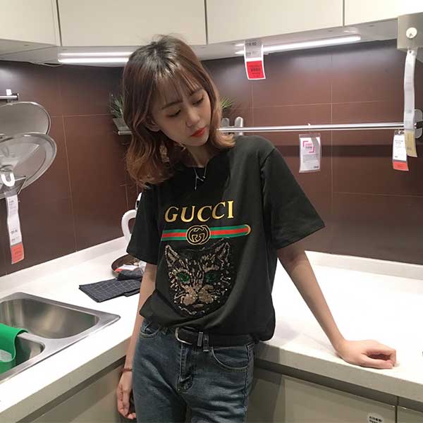 gucci 猫 tシャツ レディース ブランド グッチ半袖Tシャツ 安い