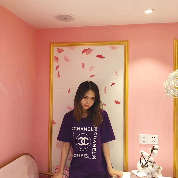 シャネルtシャツ レディース クルーネック CHANEL半袖シャツ ブランド コピー オシャレ 激安 コットンTシャツ トップス カジュアルシャツ  送料無料 黑 紫