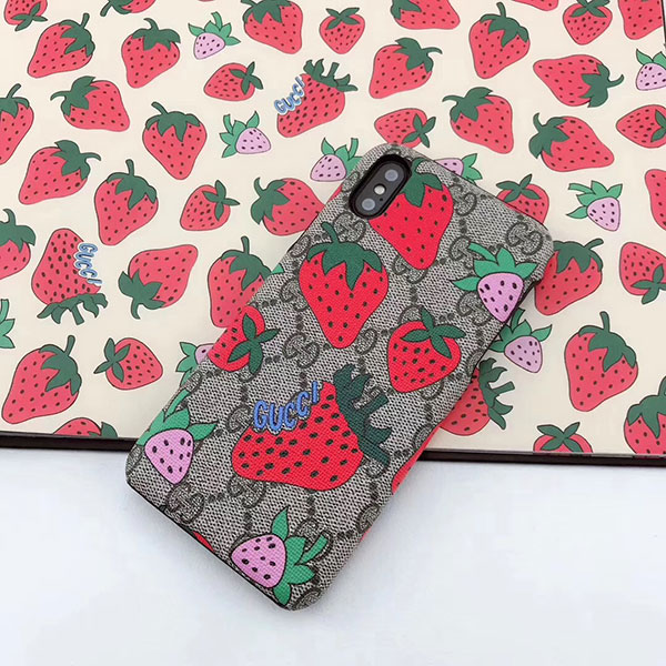 GUCCI アイフォン 11/11pro/12ケース イチゴ柄 グッチ IPHONE xs/11pro maxケース レディス向け グッチ  galaxy S10/S10sケース 可愛い Gucci ギャラクシー note9カバー 耐衝撃