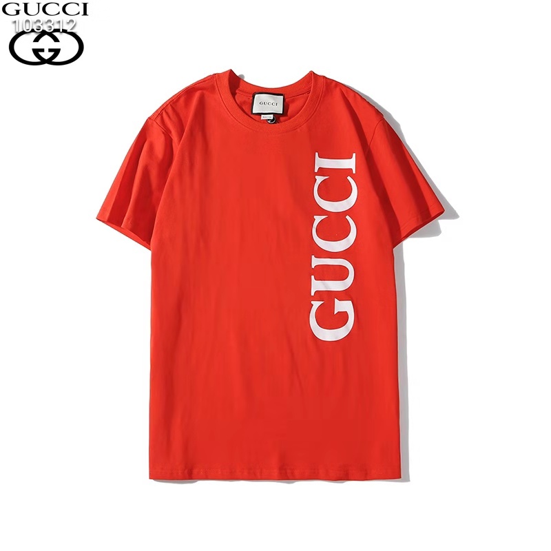 2020新品 グッチ 半袖Tシャツ メンズ レディース シンプル Gucci ロゴプリント 綿バットシャツ 無地 夏服 ペア GUCCI ｔシャツ  丸襟 芸能人愛用 送料無料