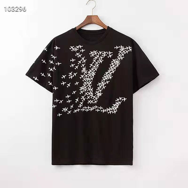 新品 ヴィトン半袖 丸首 Louis Vuitton Tシャツ ブランド メンズ シャツ 飛行機柄 レディース 短袖 カットソー 爽やか  プレーンプリンテッド パロディ ファッション 人気 送料無料