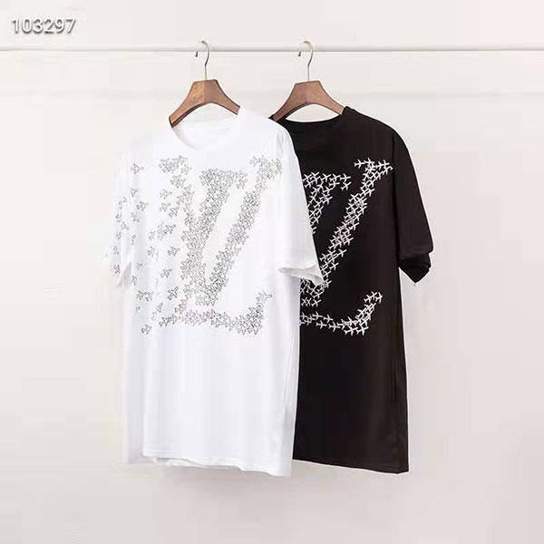 新品 ヴィトン半袖 丸首 Louis Vuitton Tシャツ ブランド メンズ シャツ 飛行機柄 レディース 短袖 カットソー 爽やか  プレーンプリンテッド パロディ ファッション 人気 送料無料