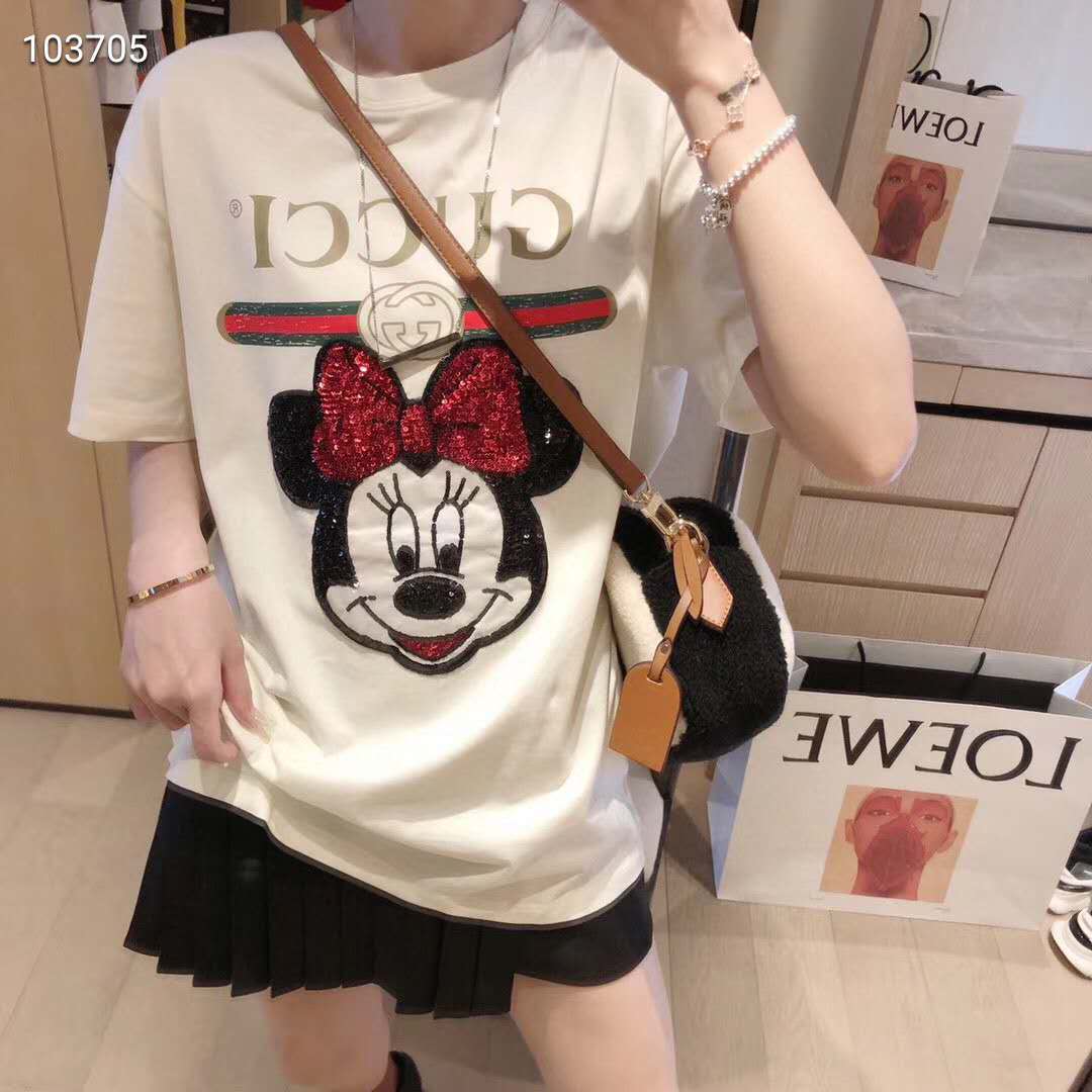 グッチ ミッキー コラボ ｔシャツ 可愛い スパンコールシャツ gucci