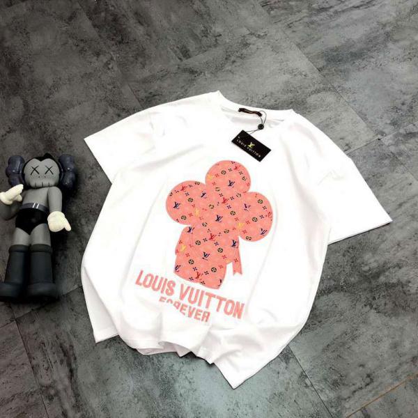 ルイヴィトン Ｔシャツ オシャレ レディス LV 刺繍ロゴ 半袖 かわいい