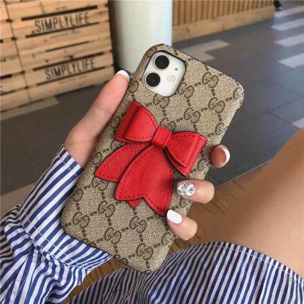 グッチ アイフォン12Pro/12ケース 蝶結び付き 可愛い GUCCI Iphone