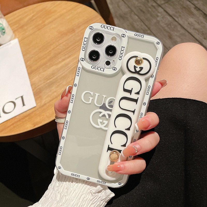 GUCCI iphone 13/13proクリアケース ベルトバンド付き グッチ アイフォン13Pro Max/12pro/12ケース オシャレ  グッチ iPhone12Pro Max/11 pro/11透明カバー 持ちやすい スタンド機能